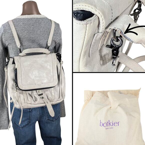 Botiker Gray Leather Warren Stud Convertible Slouchy Grunge Backpack